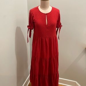 Madewell Tie-Sleeve Tiered Midi Dress Women’s size XS